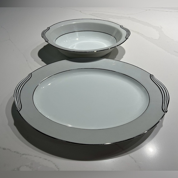 Noritake China, Grayburn Pattern, Vegetable Bowl & Serving Platter - Picture 2 of 4